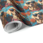 Labrador met hart Rozen Valentijnsdag Cadeaupapier (Rol Hoek)