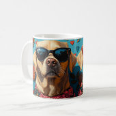Labrador met Hartrozen Valentijnsdag Koffiemok (Voorkant links)