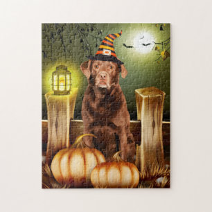 Labrador met heks Pet Halloween cadeau idee Legpuzzel