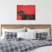 Labrador met hoofdtelefoon op de bank canvas afdruk (Insitu (Slaapkamer))