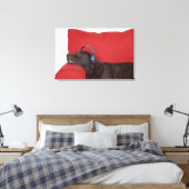 Labrador met hoofdtelefoon op de bank canvas afdruk (Insitu (Slaapkamer))