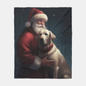 Labrador met kerstman Festieve Kerst Fleece Deken (Voorkant)