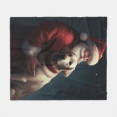 Labrador met kerstman Festieve Kerst Fleece Deken (Voorkant (Horizontaal))