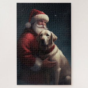 Labrador met Kerstman Festieve Kerst  Legpuzzel