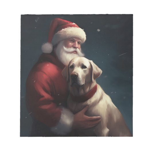Labrador met kerstman Festieve Kerst Notitieblok (Voorkant)