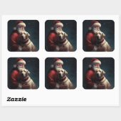 Labrador met kerstman Festieve Kerst Vierkante Sticker (Vel)