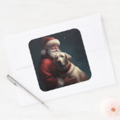 Labrador met kerstman Festieve Kerst Vierkante Sticker (Envelop)