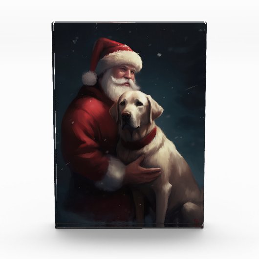 Labrador met kerstman Festieve Kerstmis  Fotoblokken (Voorkant)