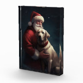 Labrador met kerstman Festieve Kerstmis  Fotoblokken (Rechts)