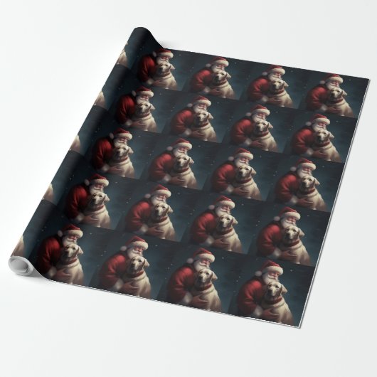 Labrador met Kerstman Festive Kerstmis Cadeaupapier (Uitgerold)