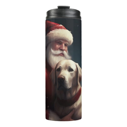 Labrador met Kerstman Festive Kerstmis Thermosbeker (Voorkant)
