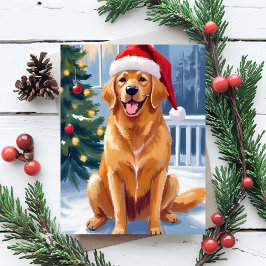 Labrador met kerstmuts | Kerstschilderij van een b Feestdagenkaart