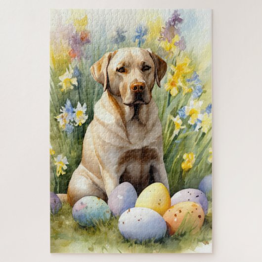 Labrador met paaseieren legpuzzel (Verticaal)