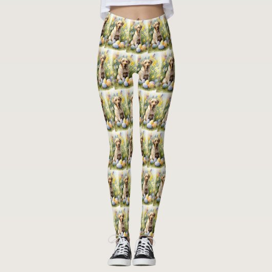 Labrador met Pasen Eieren Leggings (Voorkant)