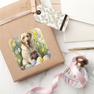 Labrador met Pasen Eieren Vierkante Sticker