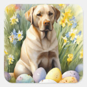 Labrador met Pasen Eieren Vierkante Sticker (Voorkant)