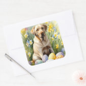 Labrador met Pasen Eieren Vierkante Sticker (Envelop)