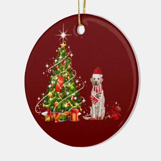 labrador met Pet schaatskerst Keramisch Ornament (Links)
