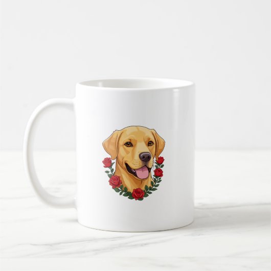 Labrador met rode rozen koffiemok (Links)