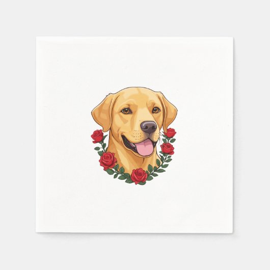 Labrador met rode rozen servet (Voorkant)