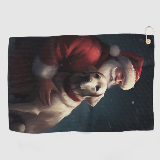 Labrador met Sinterklaas Feestelijke Kerstmis Golfhanddoek (Horizontaal)