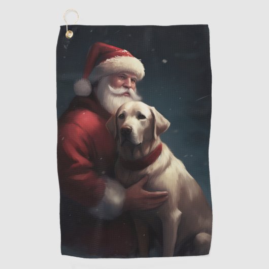 Labrador met Sinterklaas Feestelijke Kerstmis Golfhanddoek (Voorkant)