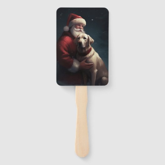 Labrador met Sinterklaas Feestelijke Kerstmis Handwaaier (Achterkant)