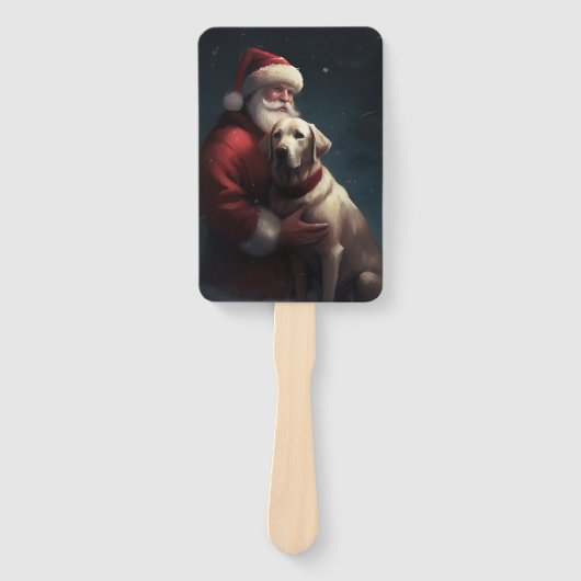 Labrador met Sinterklaas Feestelijke Kerstmis Handwaaier (Voorkant)