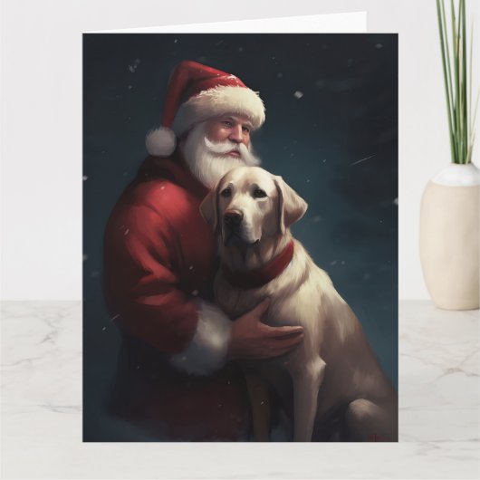 Labrador met Sinterklaas Feestelijke Kerstmis Kaart (Voorkant)