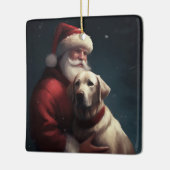 Labrador met Sinterklaas Feestelijke Kerstmis Keramisch Ornament (Links)