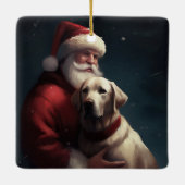 Labrador met Sinterklaas Feestelijke Kerstmis Keramisch Ornament (Achterkant)