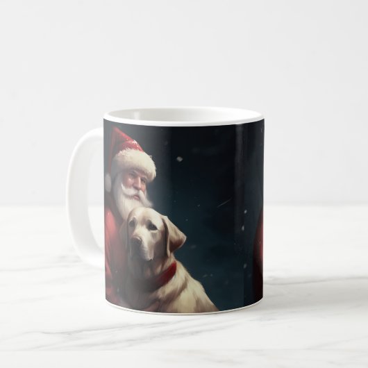 Labrador met Sinterklaas Feestelijke Kerstmis Koffiemok (Voorkant links)