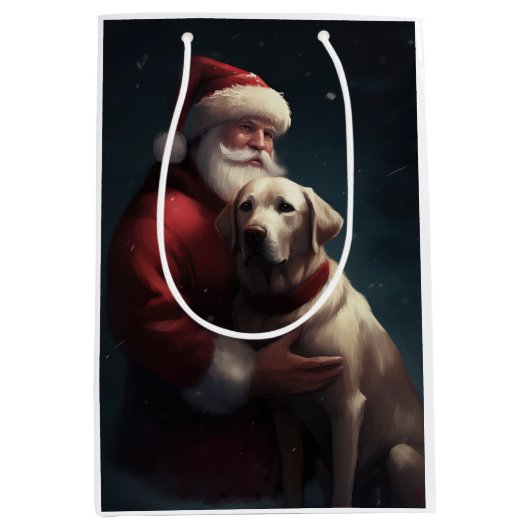 Labrador met Sinterklaas Feestelijke Kerstmis Medium Cadeauzakje (Voorkant)