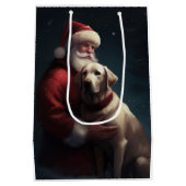 Labrador met Sinterklaas Feestelijke Kerstmis Medium Cadeauzakje (Achterkant)