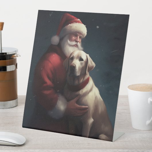 Labrador met Sinterklaas Feestelijke Kerstmis Reclamebord Met Voetstuk (Insitu)