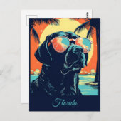 Labrador met zonnebril op een strand Custom Briefkaart (Voorkant / Achterkant)