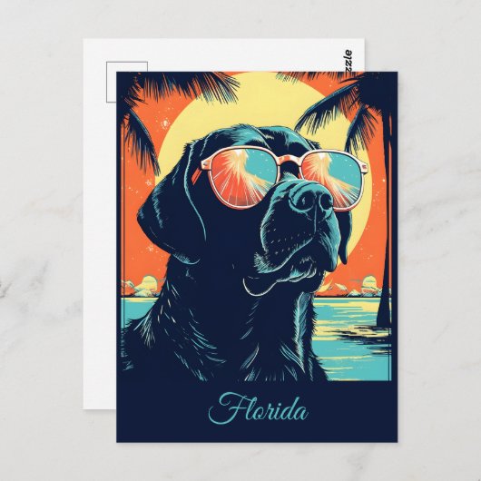 Labrador met zonnebril op een strand Custom Briefkaart (Voorkant / Achterkant)