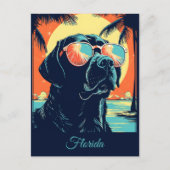 Labrador met zonnebril op een strand Custom Briefkaart (Voorkant)