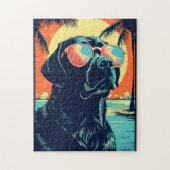 Labrador met zonnebril op een strand legpuzzel (Verticaal)