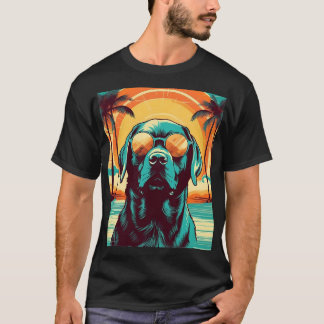 Labrador met zonnebril op een tropisch strand t-shirt