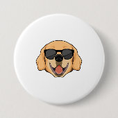 Labrador met zonnebril ronde button 7,6 cm (Voorkant)