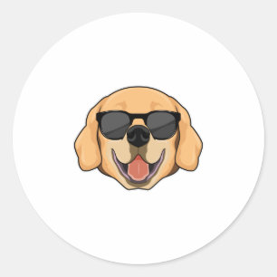 Labrador met zonnebril ronde sticker