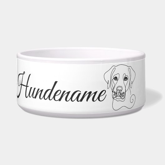 Labrador Minimalist Line Art personalized bowl Voerbakje (Voorkant)