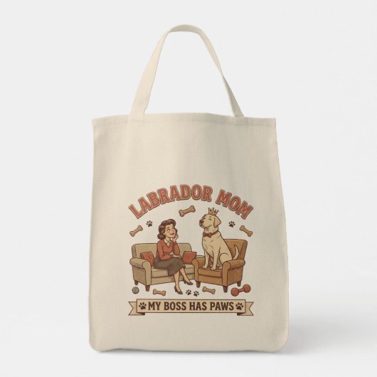Labrador Moeder Mijn Baas Heeft Poten Tote Bag (Achterkant)