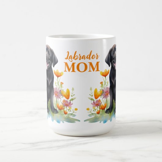 Labrador Moeder Retriever Moderne Bloemen Puppy Ho Koffiemok (Center)
