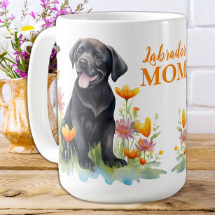 Labrador Moeder Retriever Moderne Bloemen Puppy Ho Koffiemok