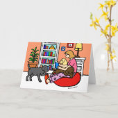 Labrador Mom Reading Kaart (Gele Bloem)