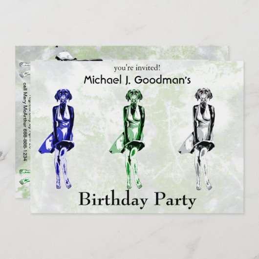 Labrador Monroe - Style sjabloon uitnodiging (Voorkant / Achterkant)