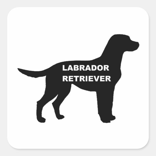Labrador naam Silhouette Vierkante Sticker (Voorkant)