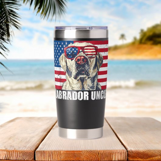 Labrador Oom Lab US Vlag Puppy Hond Liefhebber 4 j Geïsoleerde Drinkbeker (Strand (Gedraaid) )